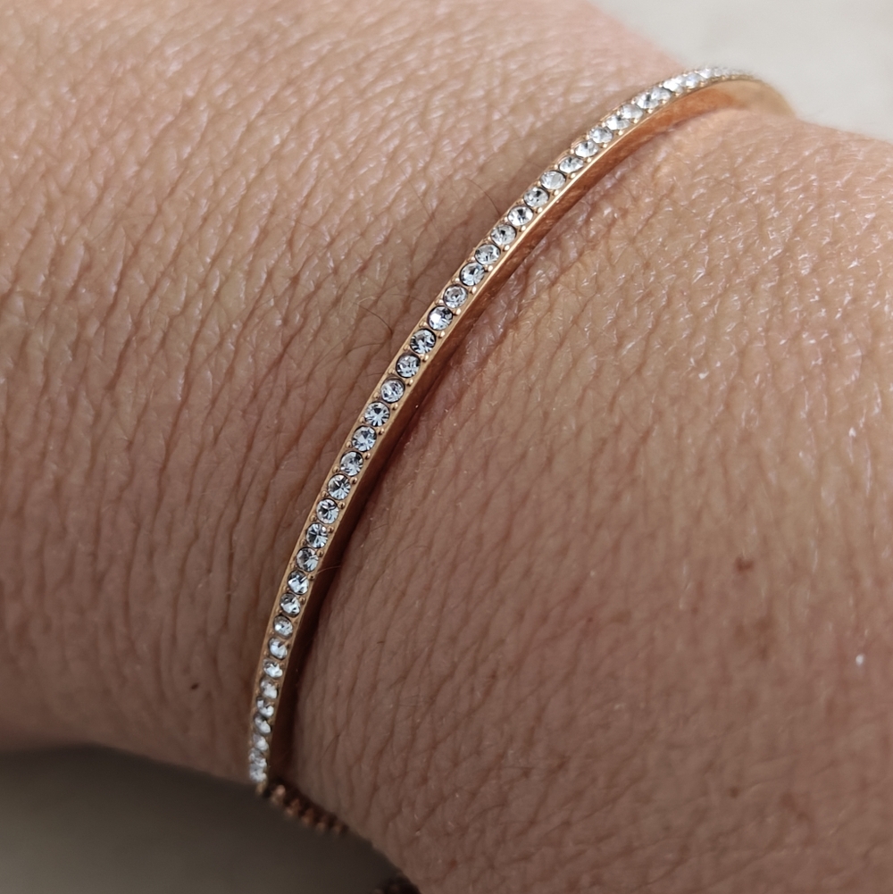 Authentic Michael Kors Pave Crystals Bar Slider Yellow Gold Tone Bracelet